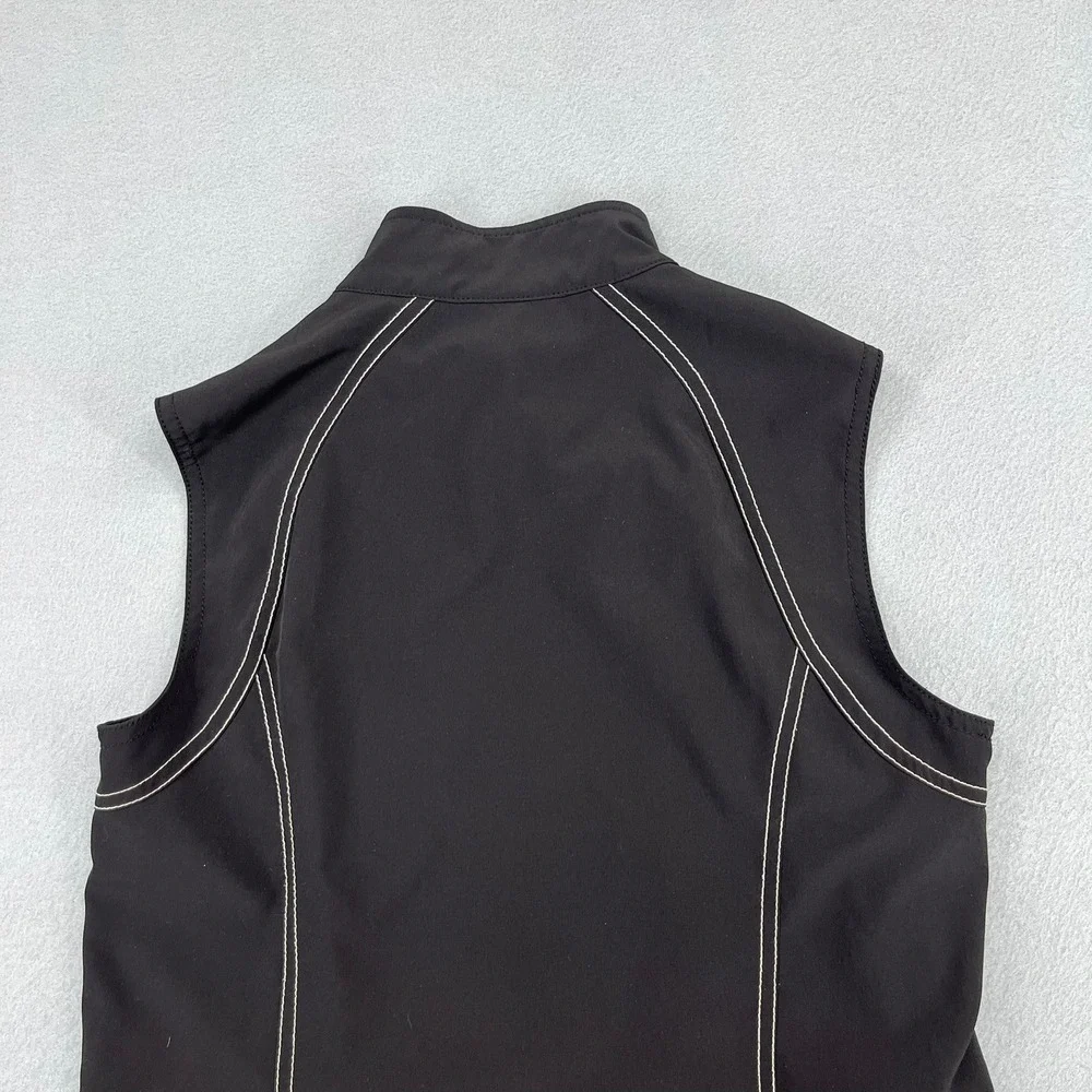 Chico's Zenergy Golf Women's Black Full Zip Vest Size 0 Mock Neck Contrast